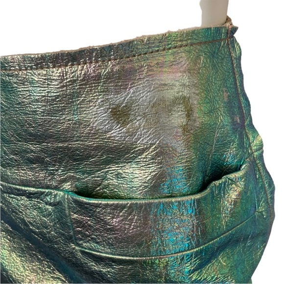 Marc by Marc Jacobs womens size 0 genuine leather mini skirt metallic watermelon - Picture 2 of 9